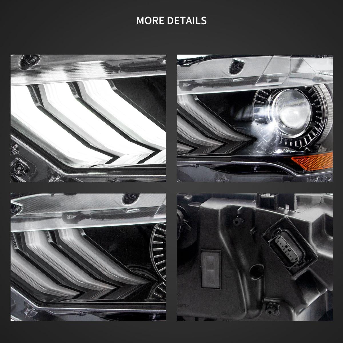 2018 - 24 Ford Mustang Smoked LED Projector Headlights (Set) | VLAND