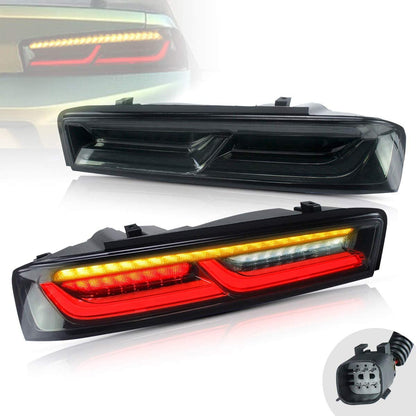 2016 - 18 Camaro Smoked Sequential Tail Lights - Amber Signal