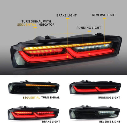 2016 - 18 Camaro Smoked Sequential Tail Lights - Amber Signal