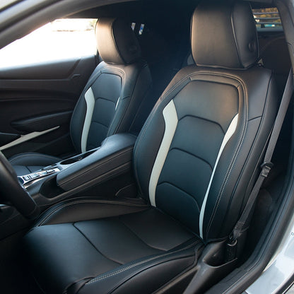 2016 - 24 Camaro Two-Tone Convertible Leather Seat Covers | KustomCover