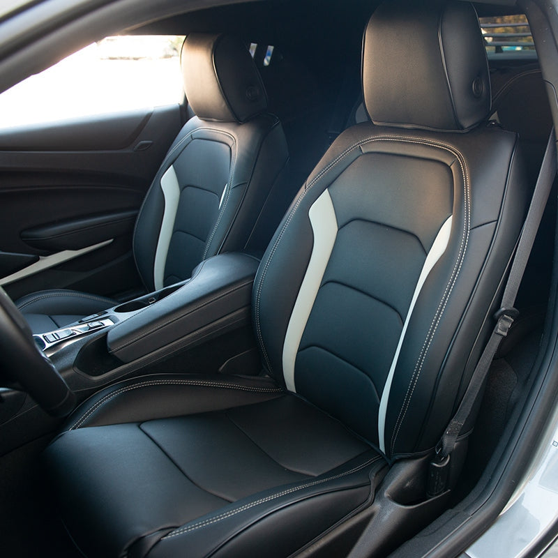 2016 - 24 Camaro Two-Tone Convertible Leather Seat Covers | KustomCover
