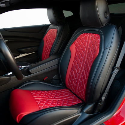 2016 - 24 Camaro Two-Tone Coupe Leather Seat Covers | KustomCover