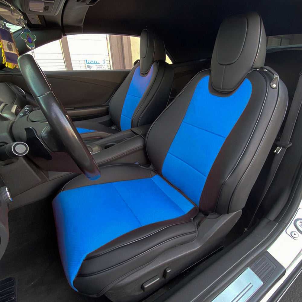 2010 - 15 Camaro Two-Tone Convertible Leather Seat Covers | KustomCover