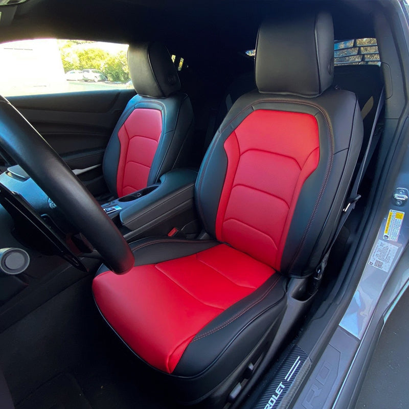 2016 - 24 Camaro Two-Tone Convertible Leather Seat Covers | KustomCover