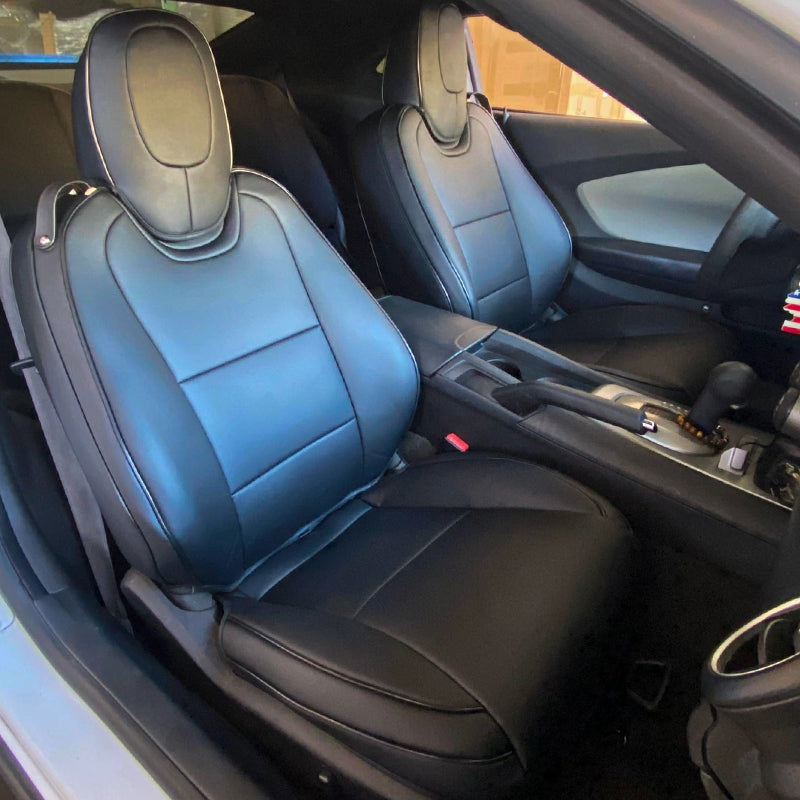 2010 - 15 Camaro Two-Tone Convertible Leather Seat Covers | KustomCover