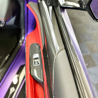 C8 Corvette Carbon Fiber Interior Door Upper Covers | Next-Gen Carbon